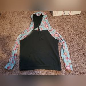 Half black & half floral hoodie